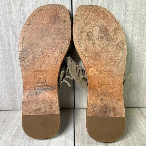Frye Ava Fringe Leather Thong Flat Sandals Flip Flops Causal Shoes Womens Size 7 - Picture 8 of 10
